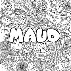 Coloraci&oacute;n del nombre MAUD - decorado mandala de frutas