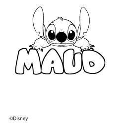 Coloraci&oacute;n del nombre MAUD - decorado Stitch