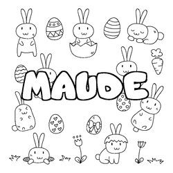 Coloraci&oacute;n del nombre MAUDE - decorado Pascua