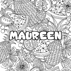 Coloraci&oacute;n del nombre MAUREEN - decorado mandala de frutas