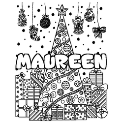 Coloraci&oacute;n del nombre MAUREEN - decorado &aacute;rbol de Navidad y regalos