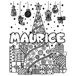 Coloraci&oacute;n del nombre MAURICE - decorado &aacute;rbol de Navidad y regalos