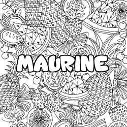 Coloraci&oacute;n del nombre MAURINE - decorado mandala de frutas
