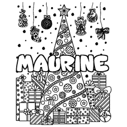 Coloraci&oacute;n del nombre MAURINE - decorado &aacute;rbol de Navidad y regalos