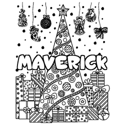 Coloraci&oacute;n del nombre MAVERICK - decorado &aacute;rbol de Navidad y regalos