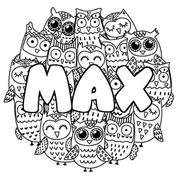 Coloraci&oacute;n del nombre MAX - decorado b&uacute;hos