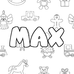 Coloraci&oacute;n del nombre MAX - decorado juguetes
