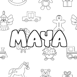 Coloraci&oacute;n del nombre MAYA - decorado juguetes