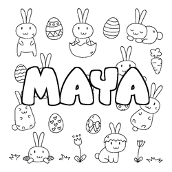 Coloraci&oacute;n del nombre MAYA - decorado Pascua