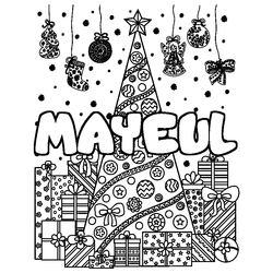 Coloraci&oacute;n del nombre MAYEUL - decorado &aacute;rbol de Navidad y regalos
