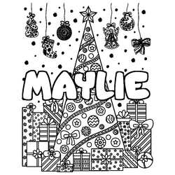 Coloraci&oacute;n del nombre MAYLIE - decorado &aacute;rbol de Navidad y regalos