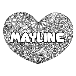 Coloraci&oacute;n del nombre MAYLINE - decorado mandala de coraz&oacute;n