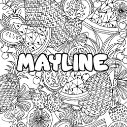 Coloraci&oacute;n del nombre MAYLINE - decorado mandala de frutas