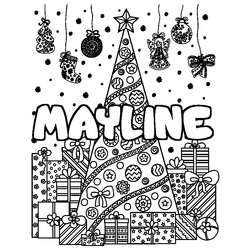 Coloraci&oacute;n del nombre MAYLINE - decorado &aacute;rbol de Navidad y regalos