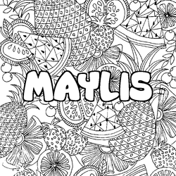 Coloraci&oacute;n del nombre MAYLIS - decorado mandala de frutas