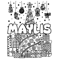 Coloraci&oacute;n del nombre MAYLIS - decorado &aacute;rbol de Navidad y regalos