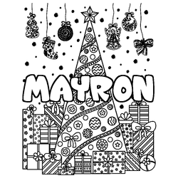Coloraci&oacute;n del nombre MAYRON - decorado &aacute;rbol de Navidad y regalos