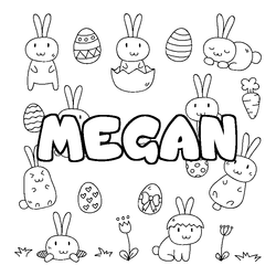 Coloraci&oacute;n del nombre MEGAN - decorado Pascua