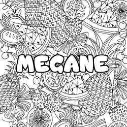 Coloraci&oacute;n del nombre MEGANE - decorado mandala de frutas