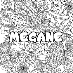 Coloraci&oacute;n del nombre M&Eacute;GANE - decorado mandala de frutas