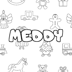 Coloraci&oacute;n del nombre MEDDY - decorado juguetes