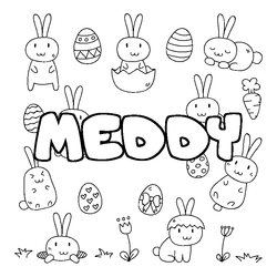 Coloraci&oacute;n del nombre MEDDY - decorado Pascua