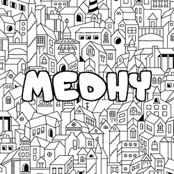 Coloraci&oacute;n del nombre MEDHY - decorado ciudad