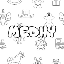 Coloraci&oacute;n del nombre MEDHY - decorado juguetes