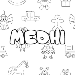 Coloraci&oacute;n del nombre MEDHI - decorado juguetes