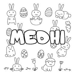 Coloraci&oacute;n del nombre MEDHI - decorado Pascua