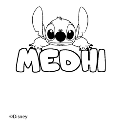 Coloraci&oacute;n del nombre MEDHI - decorado Stitch