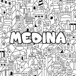 Coloraci&oacute;n del nombre MEDINA - decorado ciudad
