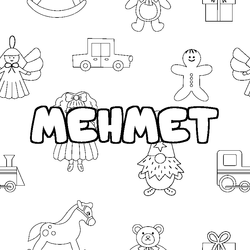 Coloraci&oacute;n del nombre MEHMET - decorado juguetes