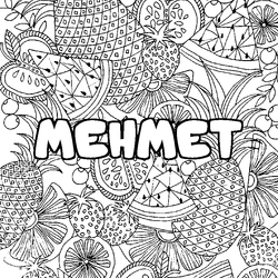 Coloraci&oacute;n del nombre MEHMET - decorado mandala de frutas