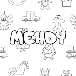 Coloraci&oacute;n del nombre MEHDY - decorado juguetes