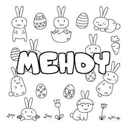 Coloraci&oacute;n del nombre MEHDY - decorado Pascua