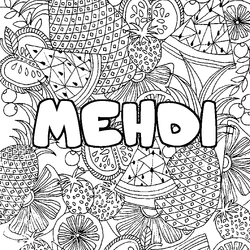 Coloraci&oacute;n del nombre MEHDI - decorado mandala de frutas