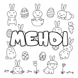 Coloraci&oacute;n del nombre MEHDI - decorado Pascua