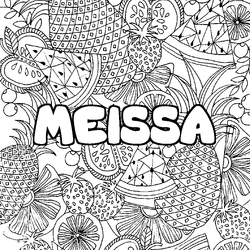 Coloraci&oacute;n del nombre MEISSA - decorado mandala de frutas