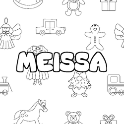 Coloraci&oacute;n del nombre MEISSA - decorado juguetes