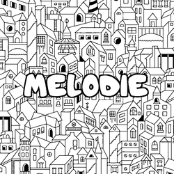 Coloraci&oacute;n del nombre MELODIE - decorado ciudad