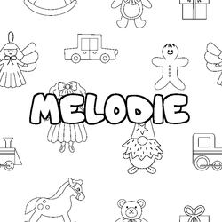Coloraci&oacute;n del nombre MELODIE - decorado juguetes