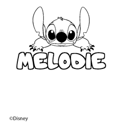 Coloraci&oacute;n del nombre MELODIE - decorado Stitch