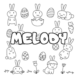 Coloraci&oacute;n del nombre MELODY - decorado Pascua