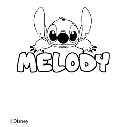 Coloraci&oacute;n del nombre MELODY - decorado Stitch