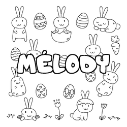 Coloraci&oacute;n del nombre M&Eacute;LODY - decorado Pascua