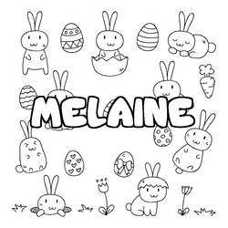 Coloraci&oacute;n del nombre MELAINE - decorado Pascua
