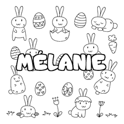 Coloraci&oacute;n del nombre M&Eacute;LANIE - decorado Pascua