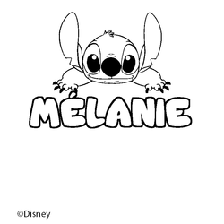 Coloraci&oacute;n del nombre M&Eacute;LANIE - decorado Stitch