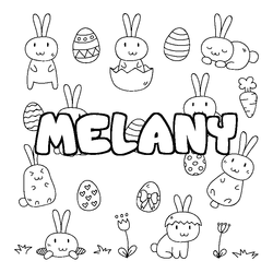 Coloraci&oacute;n del nombre MELANY - decorado Pascua